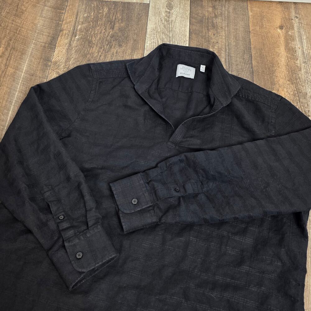 Baird Mcnutt Linen Cotton Shirt Murano Black Size  XL  Popover Minimalist